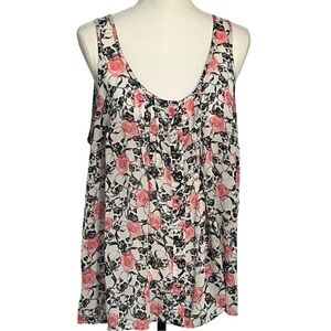 Torrid Pink and Black Skulls and Roses tank size 1 EUC